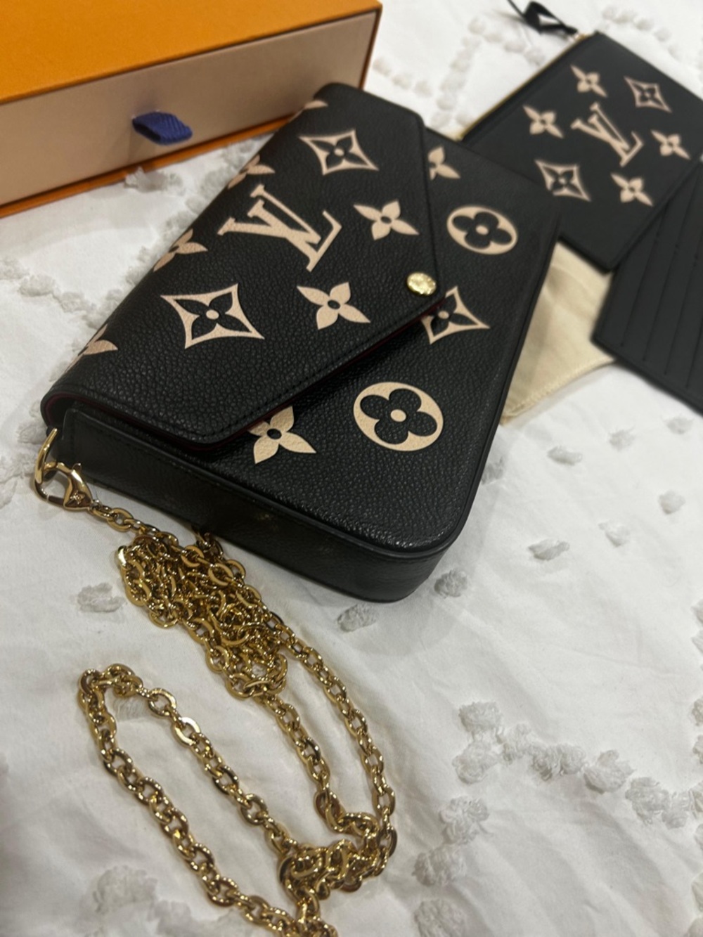 Louis Vuitton Black & Beige Monogram Chain Wallet Crossbody - Picture 9 of 10